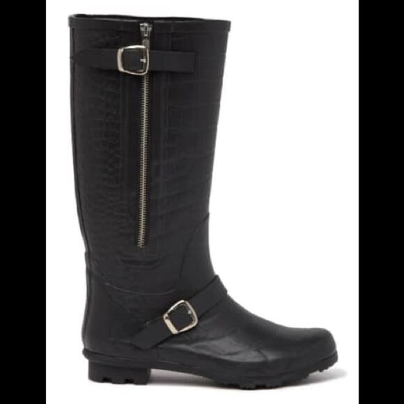 Report Black Halvor Snake Print Rain Boots - Picture 2 of 7